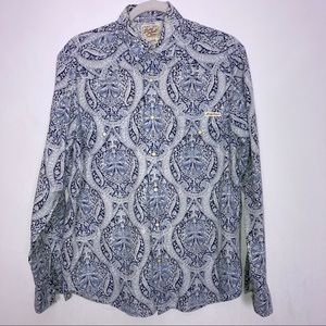 Lucky Brand blue paisley western shirt Medium